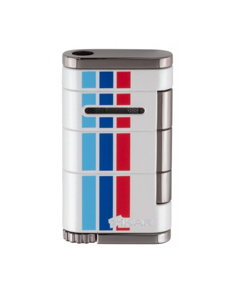 XIKAR SINGLE LIGHTER WHITE/THREE STRIPES — Rhein 1905