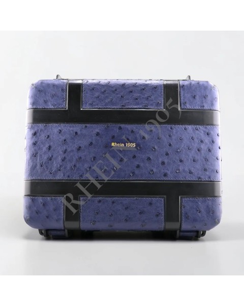 RHEIN CIGAR CASE 50-80 OSTRICH LEATHER BLUE PRUPLE — Rhein 1905