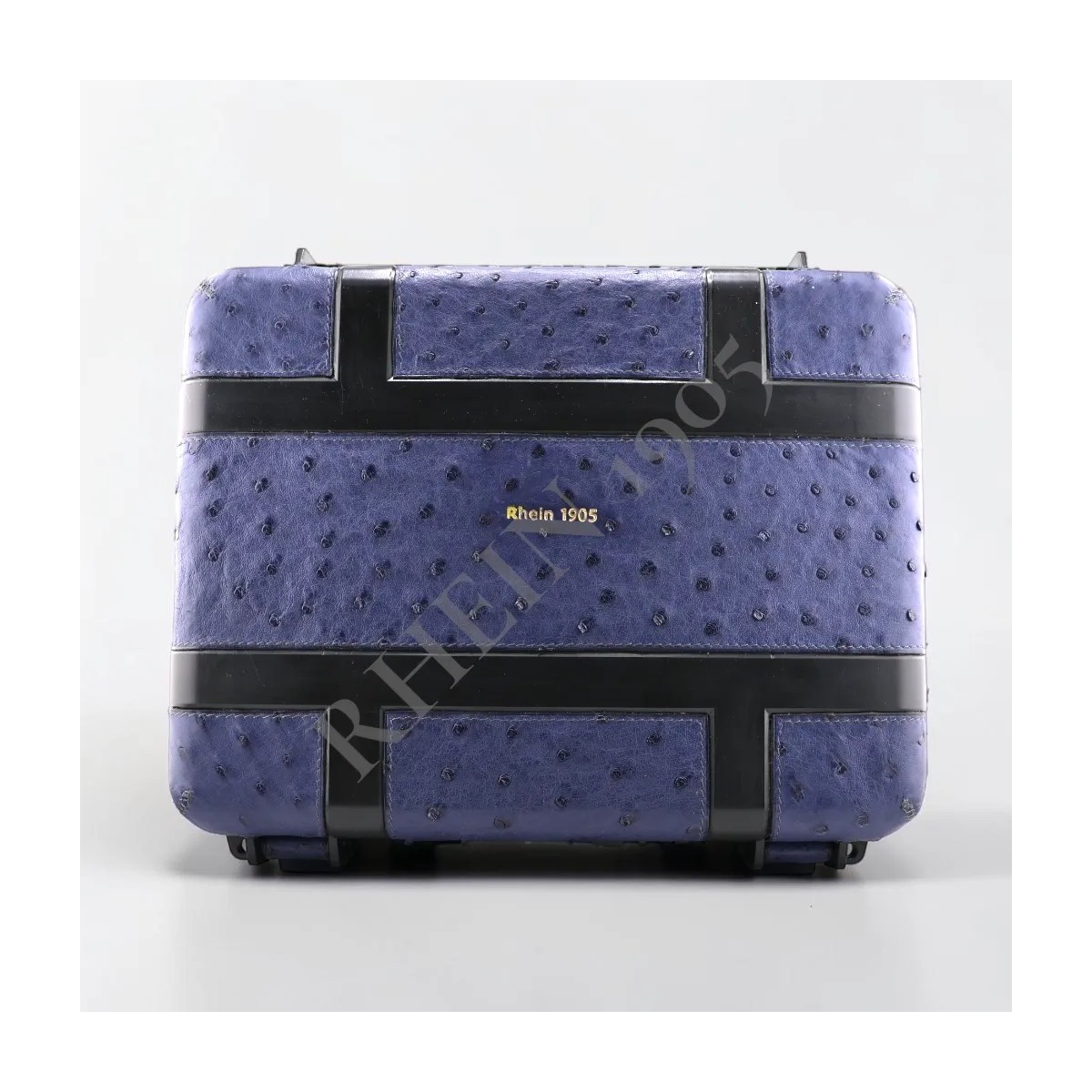 RHEIN CIGAR CASE 50-80 OSTRICH LEATHER BLUE PRUPLE — Rhein 1905