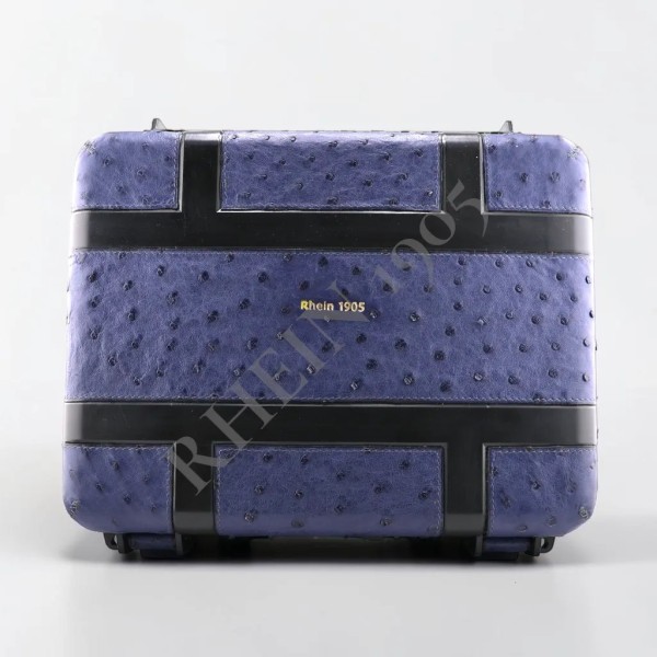 RHEIN CIGAR CASE 50-80 OSTRICH LEATHER BLUE PRUPLE — Rhein 1905
